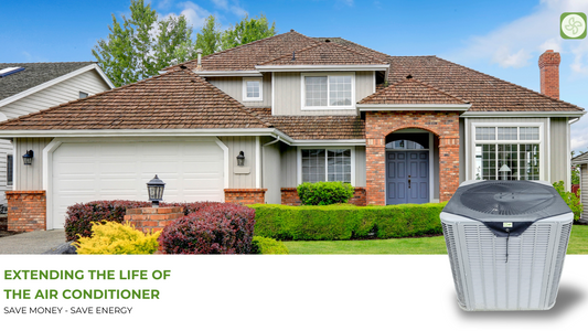 GREEN VENT outdoor AC cover with mesh top and Oxford fabric sides protecting air conditioner.