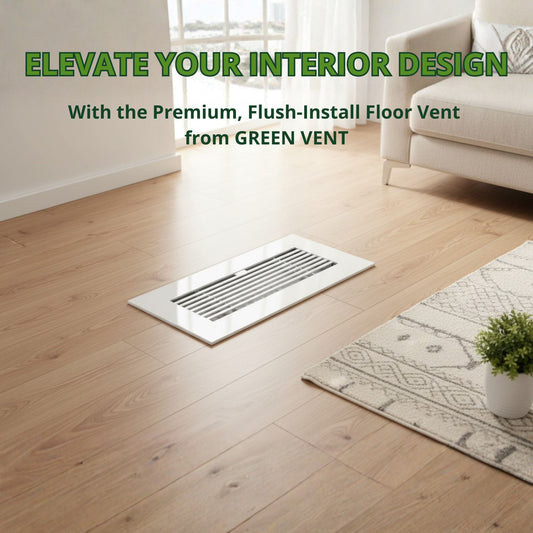 10x4 White Aluminum Floor Register - Modern Design (Duct Opening)