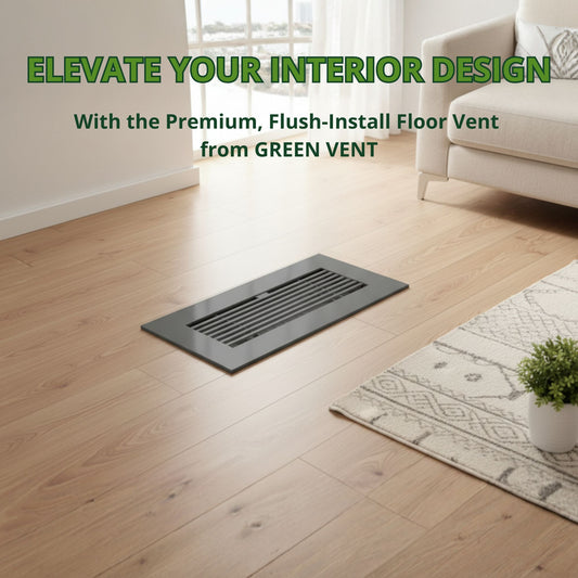 10x4 Matte Gray Aluminum Floor Register - Modern Design (Duct Opening)