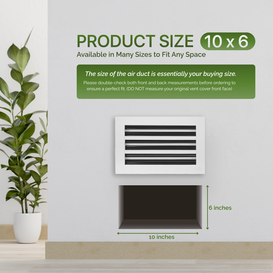 Aluminum White Linear Slot Diffuser 10x6 (Duct Opening)- Modern Air Vent Cover