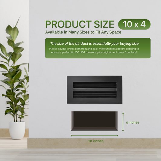 Aluminum Black Linear Slot Diffuser 10x4 (Duct Opening) - Modern Air Vent Cover