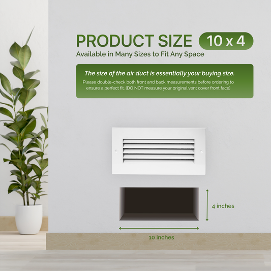 Modern Air Return Grille 10x4 (Duct Opening) - Decorative White Aluminum Air Vent Cover with Washable Mesh Pre-Filter