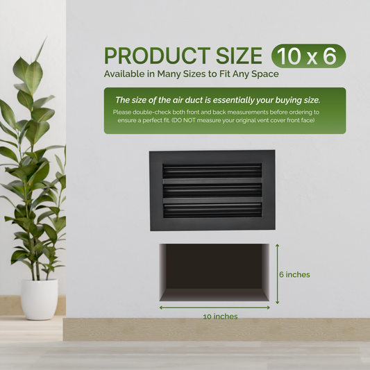 Aluminum Black Linear Slot Diffuser 10x6 (Duct Opening) - Modern Air Vent Cover