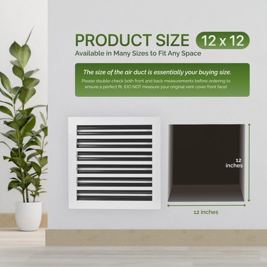 Aluminum White Linear Slot Diffuser 12x12 (Duct Opening)- Modern Air Vent Cover