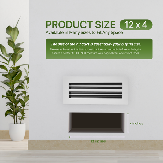 Aluminum White Linear Slot Diffuser 12x4 (Duct Opening)- Modern Air Vent Cover