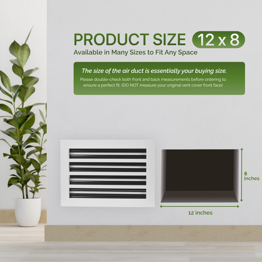 Aluminum White Linear Slot Diffuser 12x8 (Duct Opening)- Modern Air Vent Cover