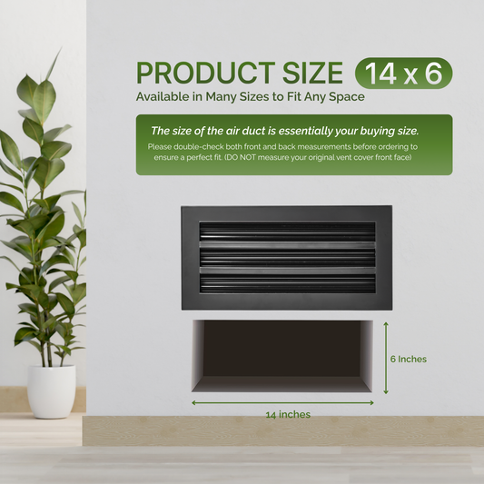 Aluminum Black Linear Slot Diffuser 14x6 (Duct Opening) - Modern Air Vent Cover
