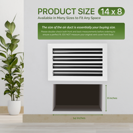 Aluminum White Linear Slot Diffuser 14x8 (Duct Opening)- Modern Air Vent Cover