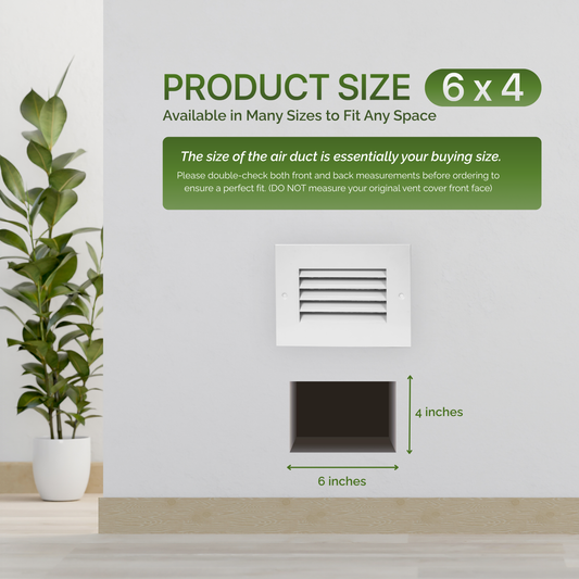 Modern Air Return Grille 6x4 (Duct Opening) - Decorative White Aluminum Air Vent Cover with Washable Mesh Pre-Filter