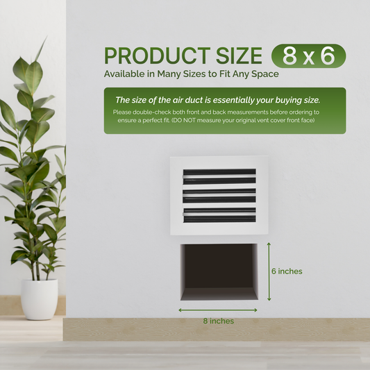 Aluminum White Linear Slot Diffuser 8x6 (Duct Opening)- Modern Air Vent Cover