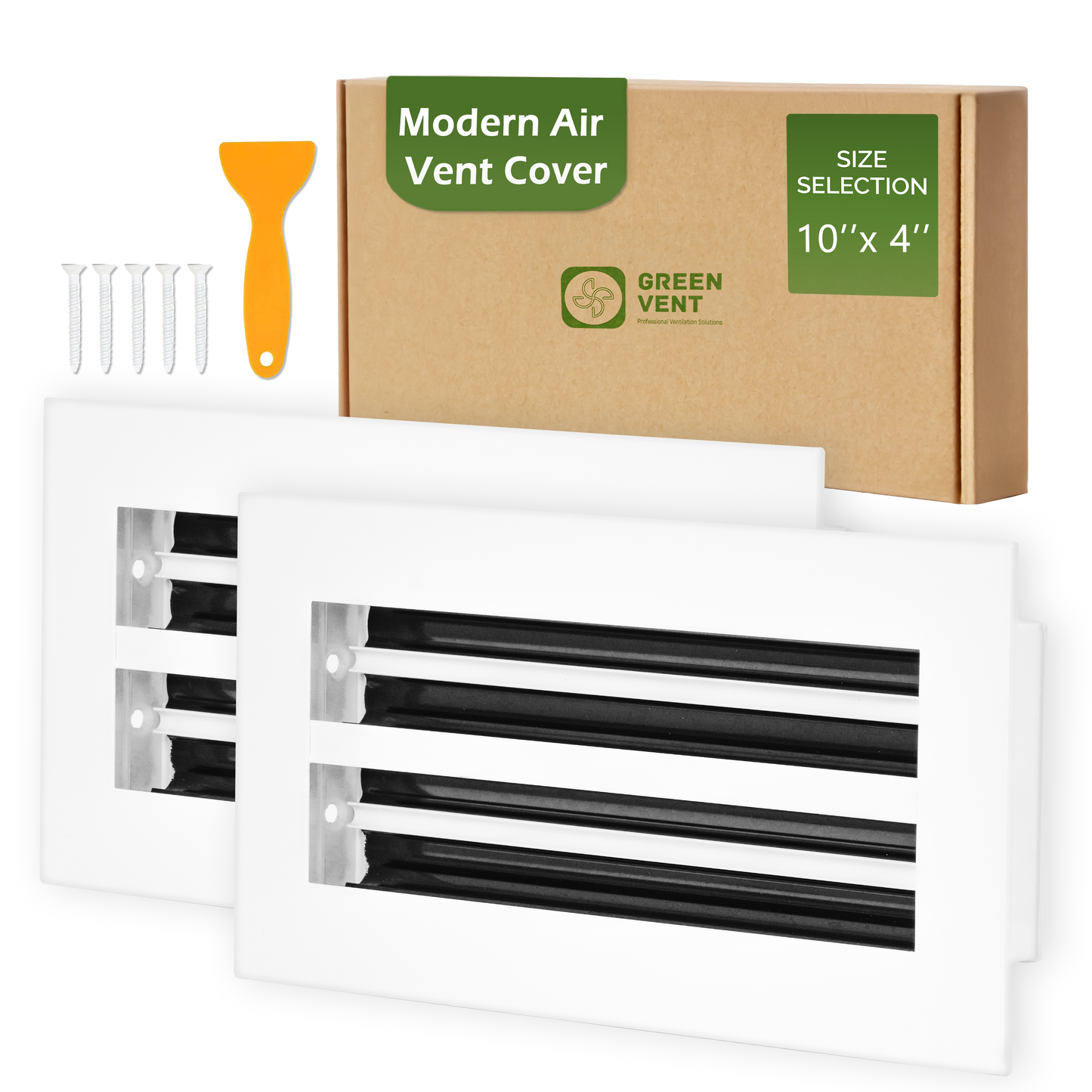 Aluminum White Linear Slot Diffuser 10x4 Pack 2 (Duct Opening)- Modern Air Vent Cover