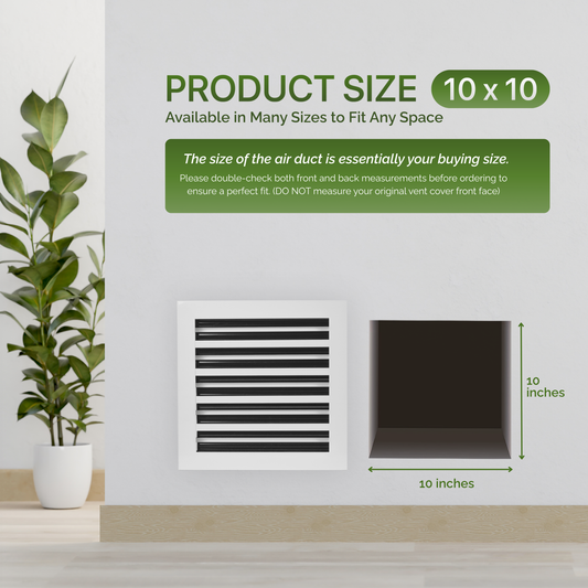 Aluminum White Linear Slot Diffuser 10x10 (Duct Opening)- Modern Air Vent Cover