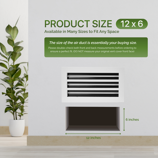 Aluminum White Linear Slot Diffuser 12x6 (Duct Opening)- Modern Air Vent Cover