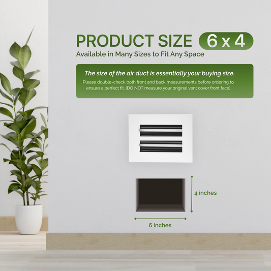 Aluminum White Linear Slot Diffuser 6x4 (Duct Opening)- Modern Air Vent Cover