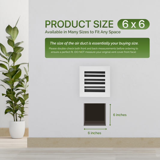 Aluminum White Linear Slot Diffuser 6x6 (Duct Opening)- Modern Air Vent Cover
