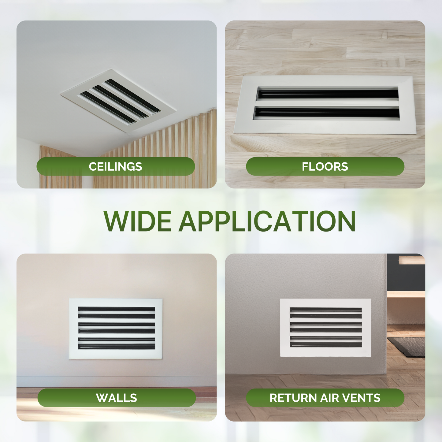 Aluminum White Linear Slot Diffuser 10x10 (Duct Opening)- Modern Air Vent Cover