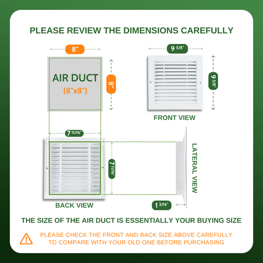Gable Vent 8x8 (Duct Opening) - Air Return Grille
