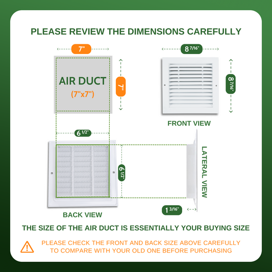 Gable Vent 6.6x6.6 (Duct Opening) - Air Return Grille