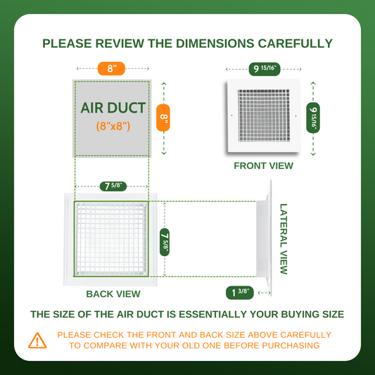 Aluminum Cube Core Eggcrate 8x8 (Duct Opening) - Eggcrate Air Return Grille