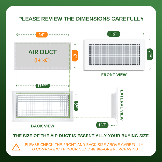 Aluminum Cube Core Eggcrate 14x6 (Duct Opening) - Eggcrate Air Return Grille