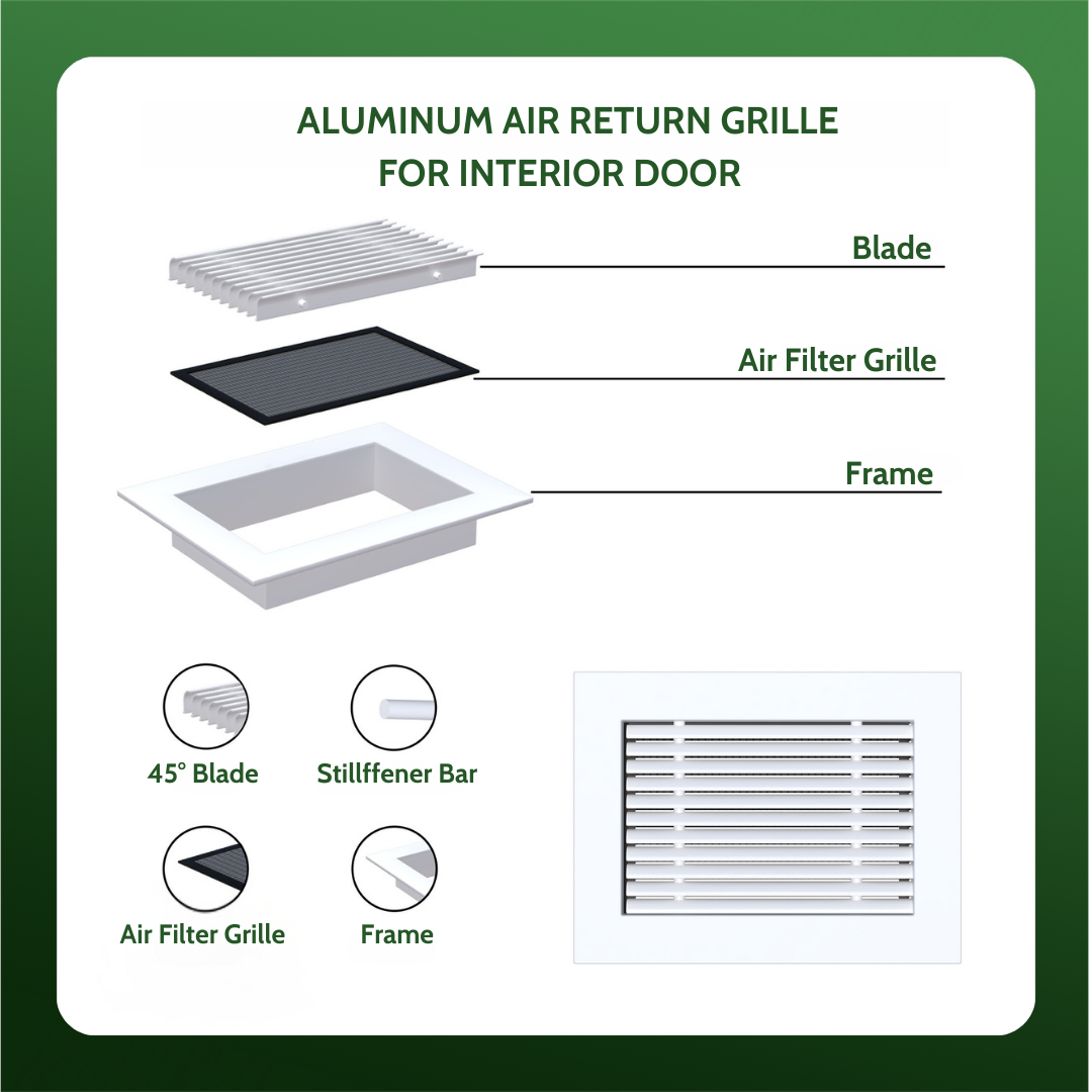 Air Return Grille 8x8 (Duct Opening), Decorative Aluminum Air Vent Covers