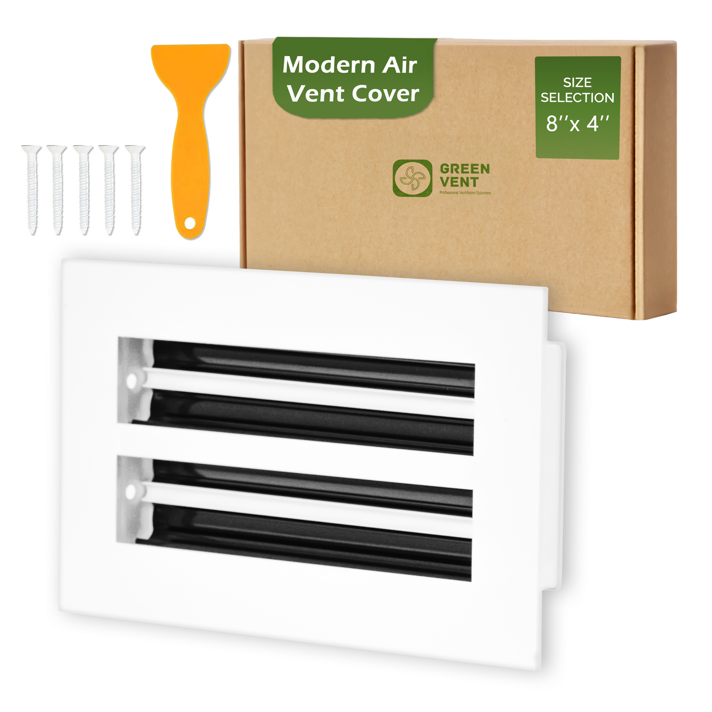 Aluminum White Linear Slot Diffuser 8x4 (Duct Opening)- Modern Air Vent Cover