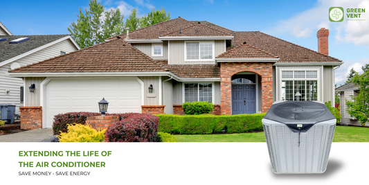 GREEN VENT outdoor AC cover with mesh top and Oxford fabric sides protecting air conditioner.