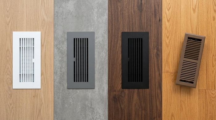 What color should floor vent covers be: white, matte gray, matte black and brown registers on matching floors