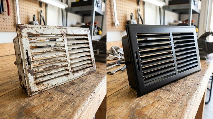 Can you spray paint floor vent covers: steel floor register before and after spray painting