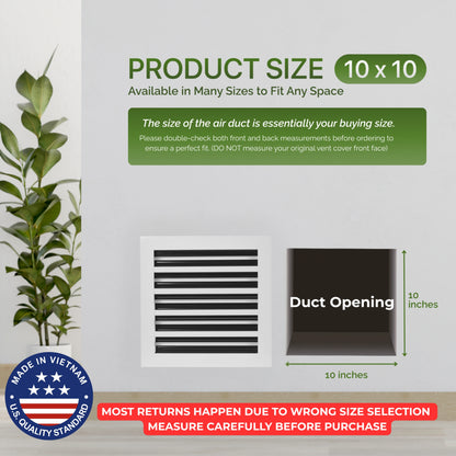Aluminum White Linear Slot Diffuser 10x10 (Duct Opening)- Modern Air Vent Cover
