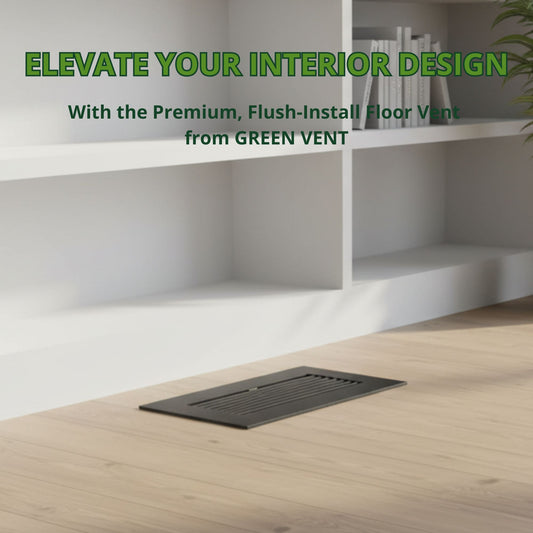 10x4 Matte Black Aluminum Floor Register - Modern Design (Duct Opening)