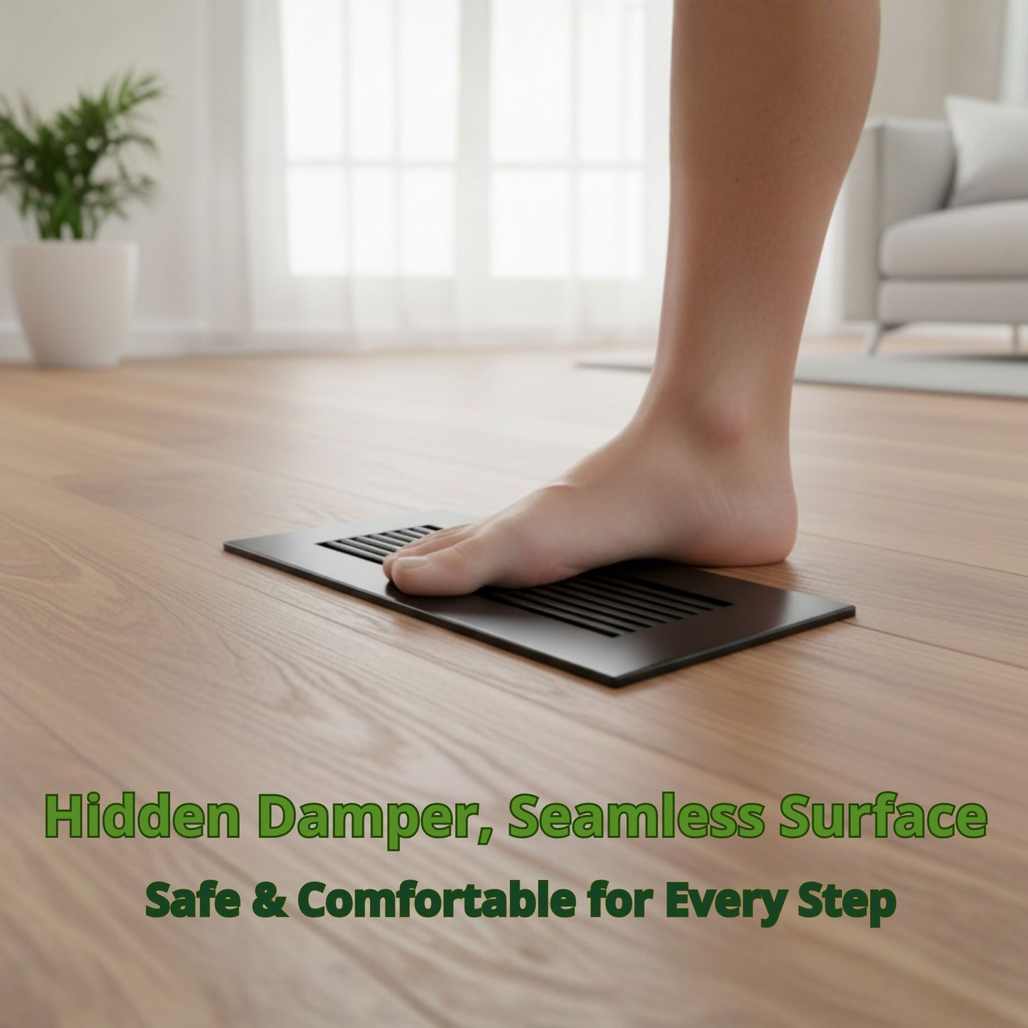 10x4 Matte Black Aluminum Floor Register - Modern Design (Duct Opening)