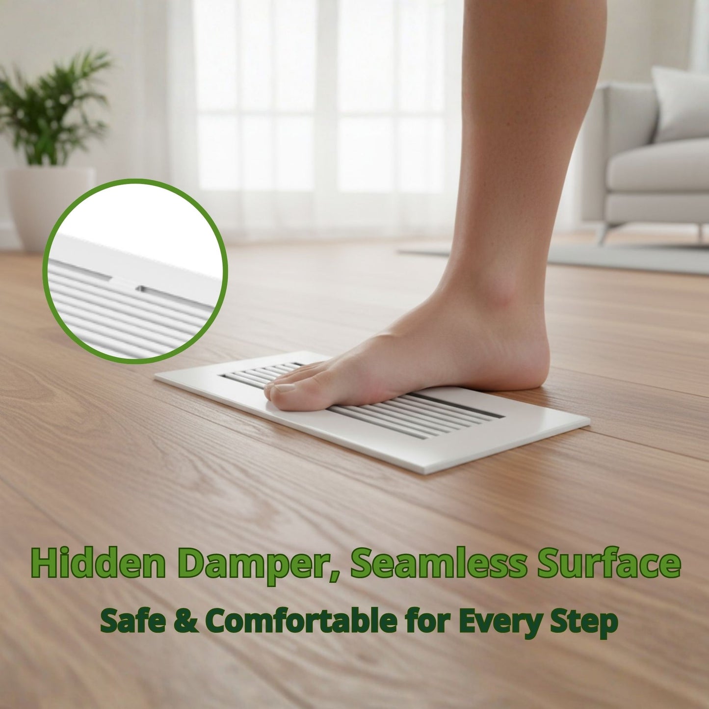 10x4 White Aluminum Floor Register - Modern Design (Duct Opening)