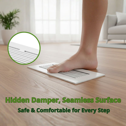 10x4 White Aluminum Floor Register - Modern Design (Duct Opening)