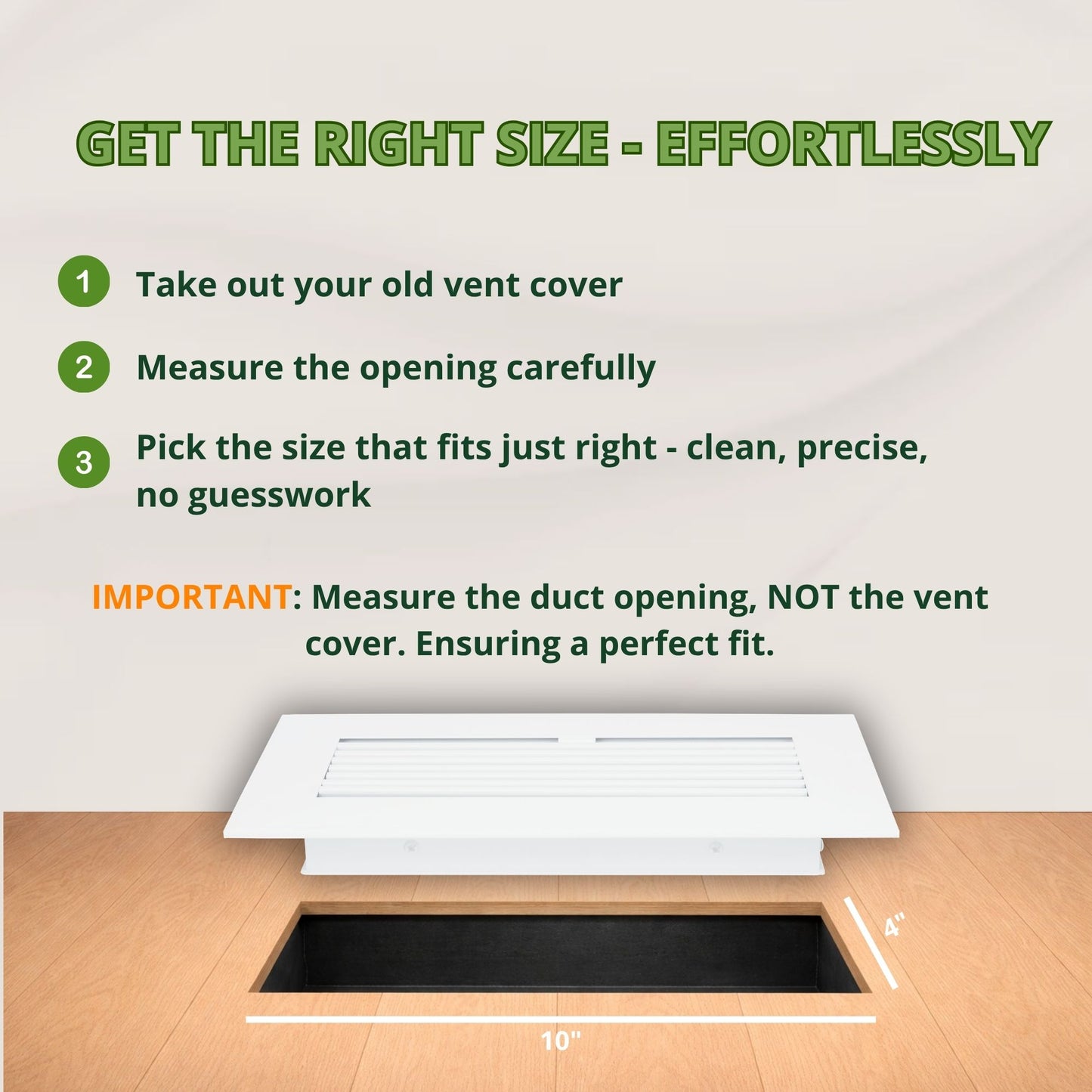 10x4 White Aluminum Floor Register - Modern Design (Duct Opening)