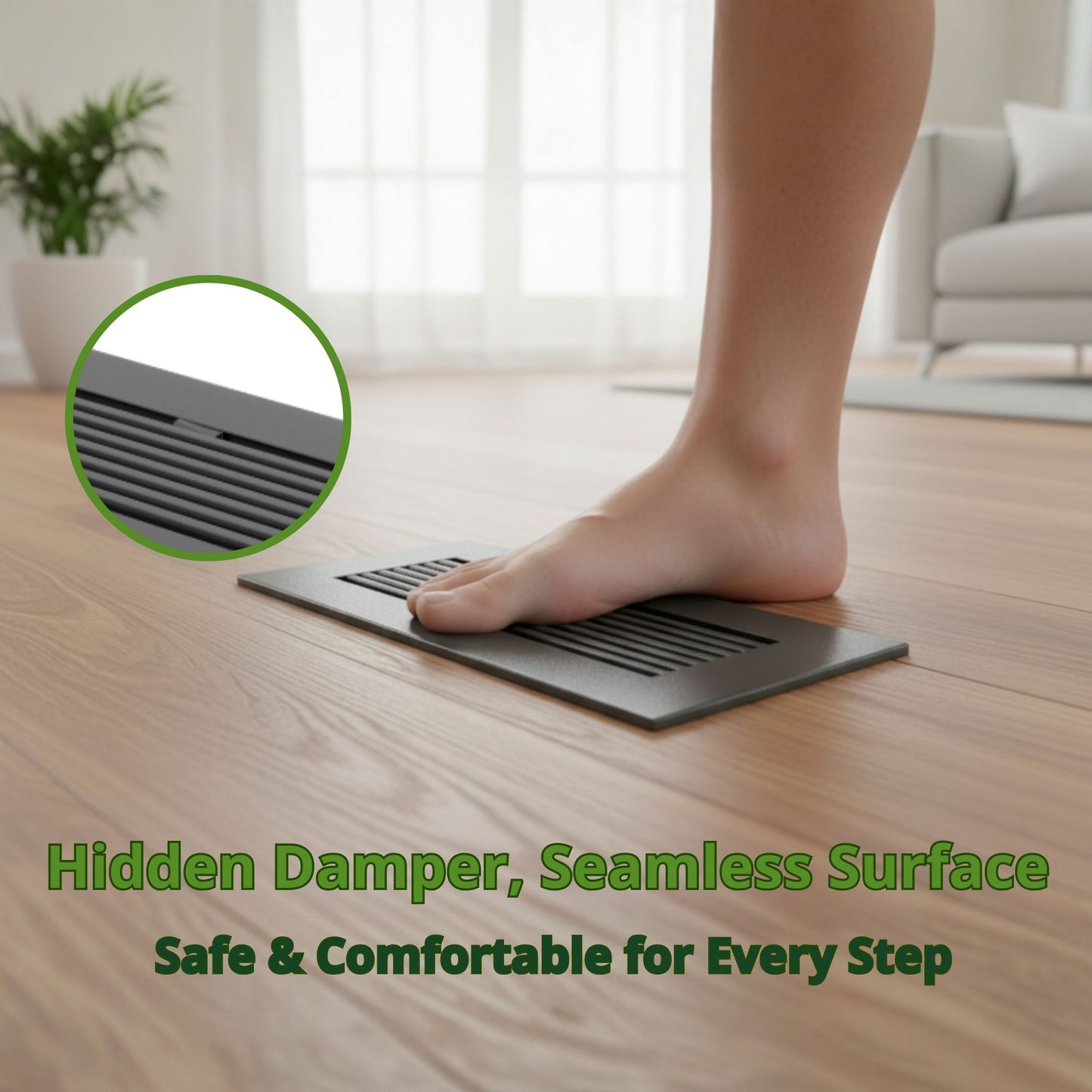 10x4 Matte Gray Aluminum Floor Register - Modern Design (Duct Opening)
