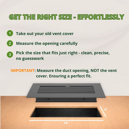 10x4 Matte Gray Aluminum Floor Register - Modern Design (Duct Opening)