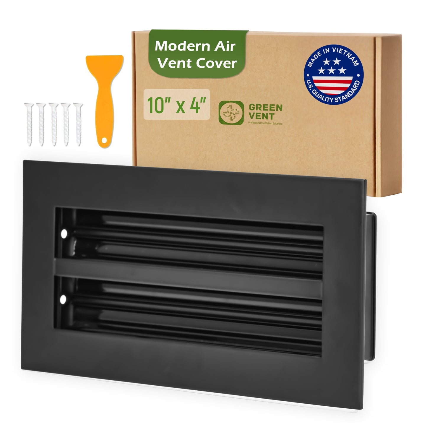 Aluminum Black Linear Slot Diffuser 10x4 (Duct Opening) - Modern Air Vent Cover