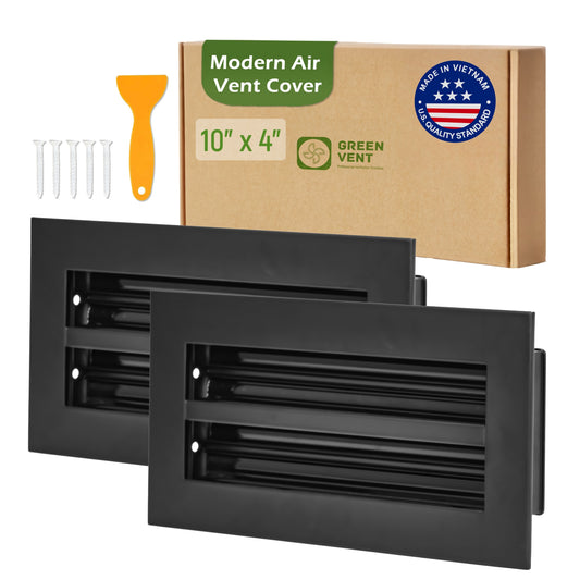 Aluminum Black Linear Slot Diffuser 10x4 Pack 2 (Duct Opening) - Modern Air Vent Cover