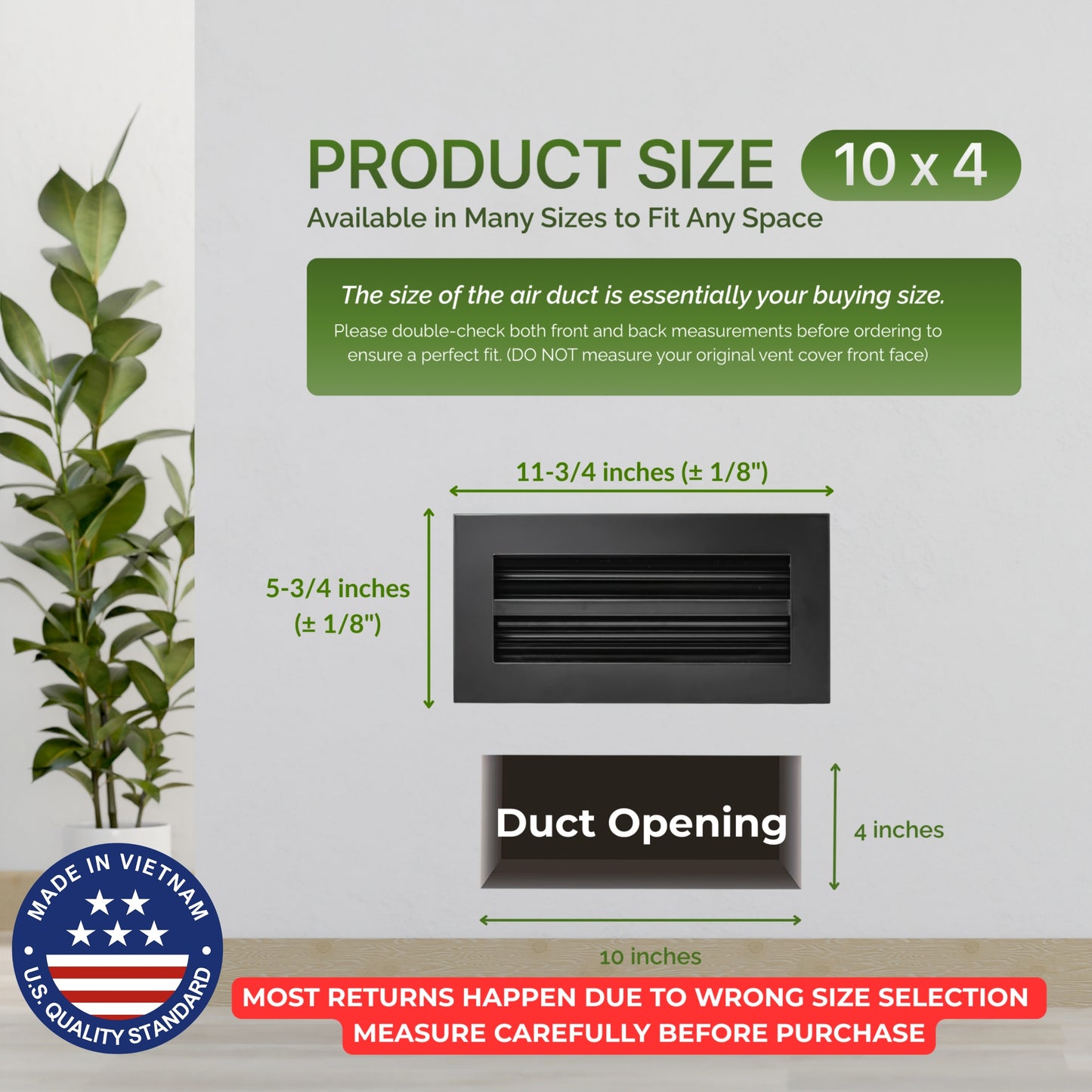 Aluminum Black Linear Slot Diffuser 10x4 Pack 2 (Duct Opening) - Modern Air Vent Cover