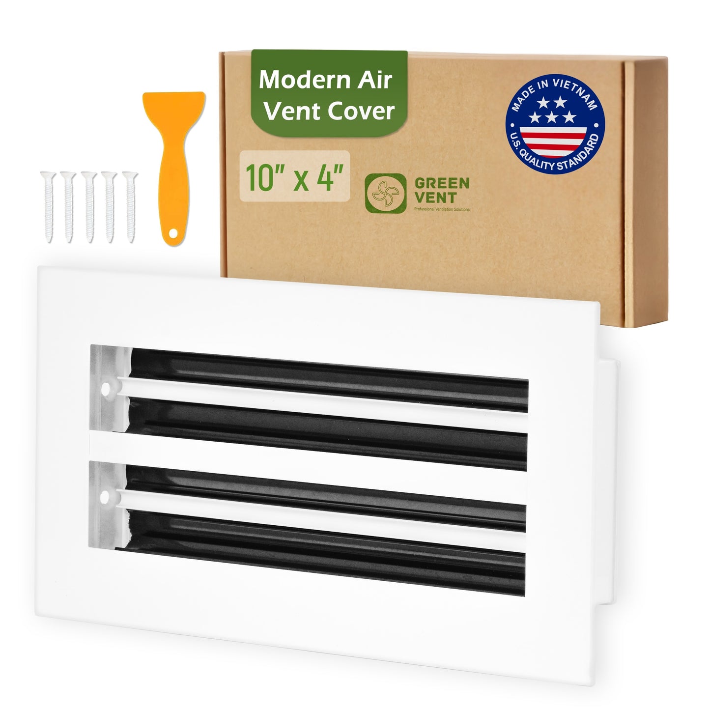 Aluminum White Linear Slot Diffuser 10x4 (Duct Opening)- Modern Air Vent Cover