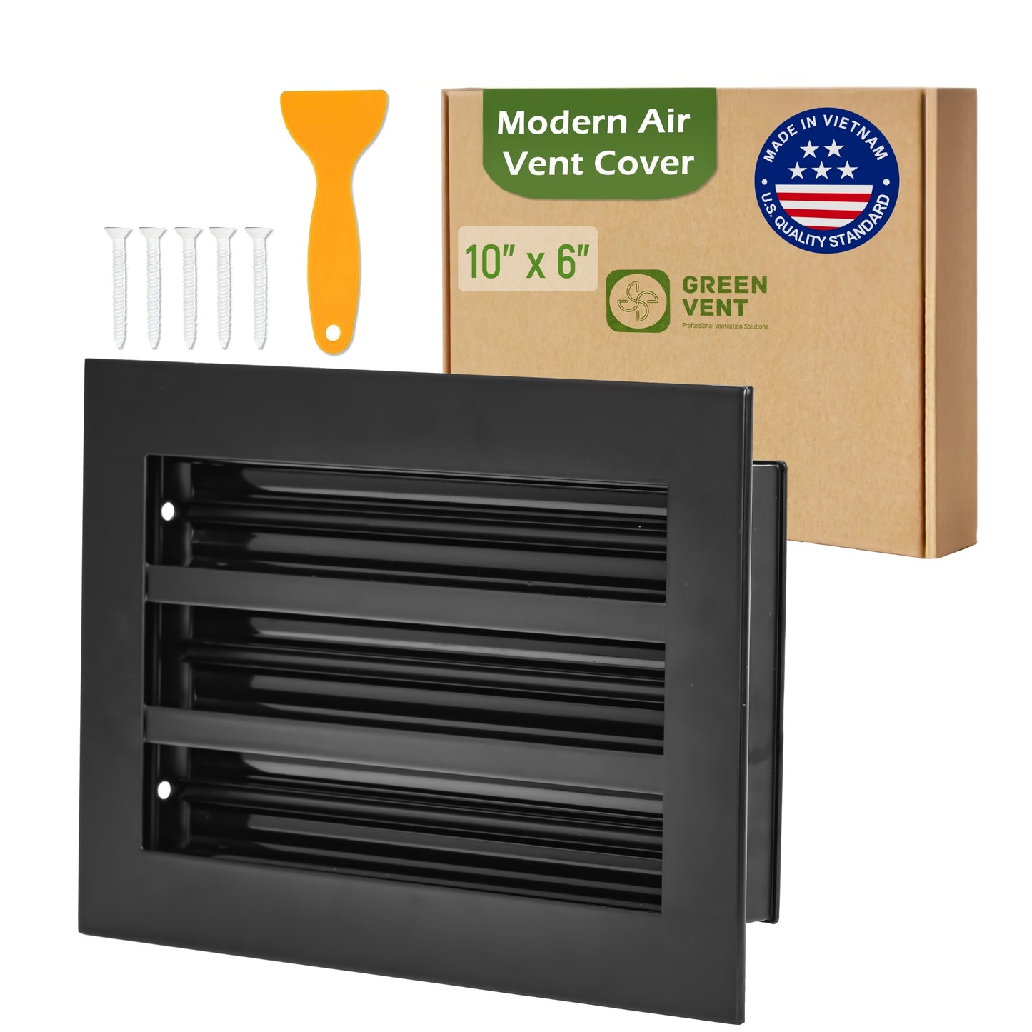 Aluminum Black Linear Slot Diffuser 10x6 (Duct Opening) - Modern Air Vent Cover