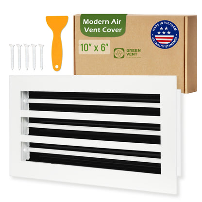 Aluminum White Linear Slot Diffuser 10x6 (Duct Opening)- Modern Air Vent Cover