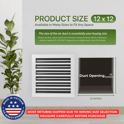 Aluminum White Linear Slot Diffuser 12x12 (Duct Opening)- Modern Air Vent Cover