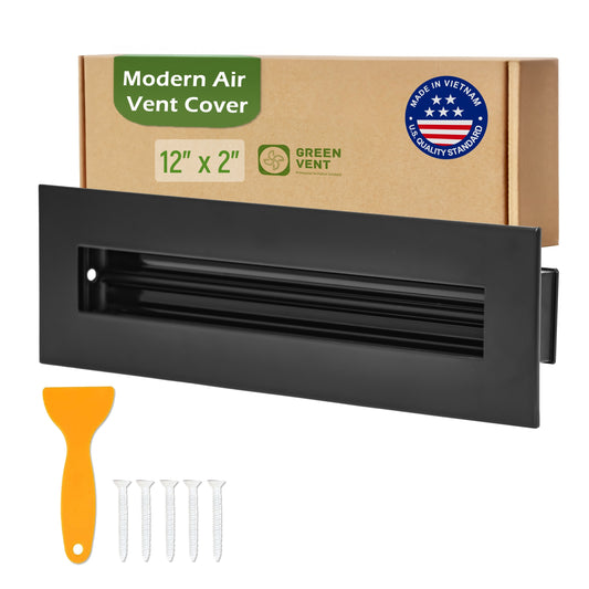 Aluminum Black Linear Slot Diffuser 12x2 (Duct Opening) - Modern Air Vent Cover