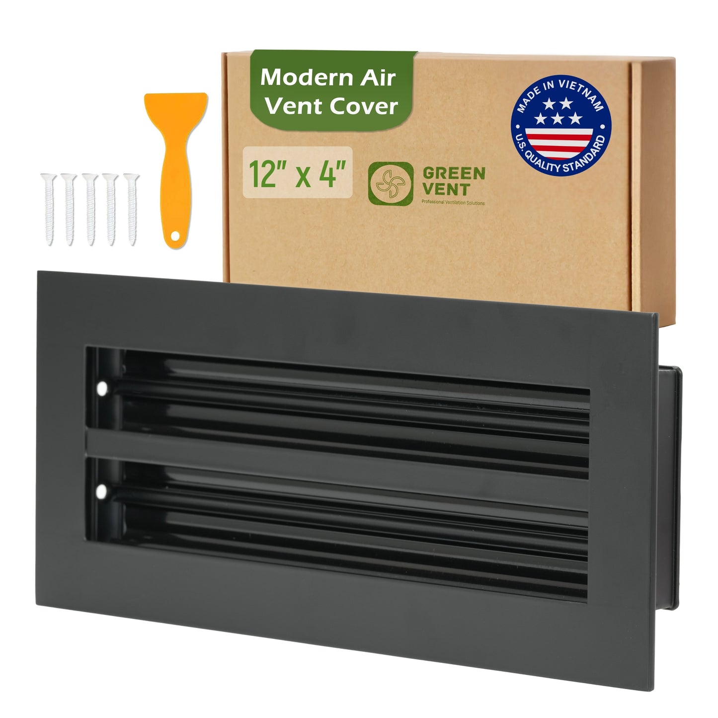 Aluminum Black Linear Slot Diffuser 12x4 (Duct Opening) - Modern Air Vent Cover