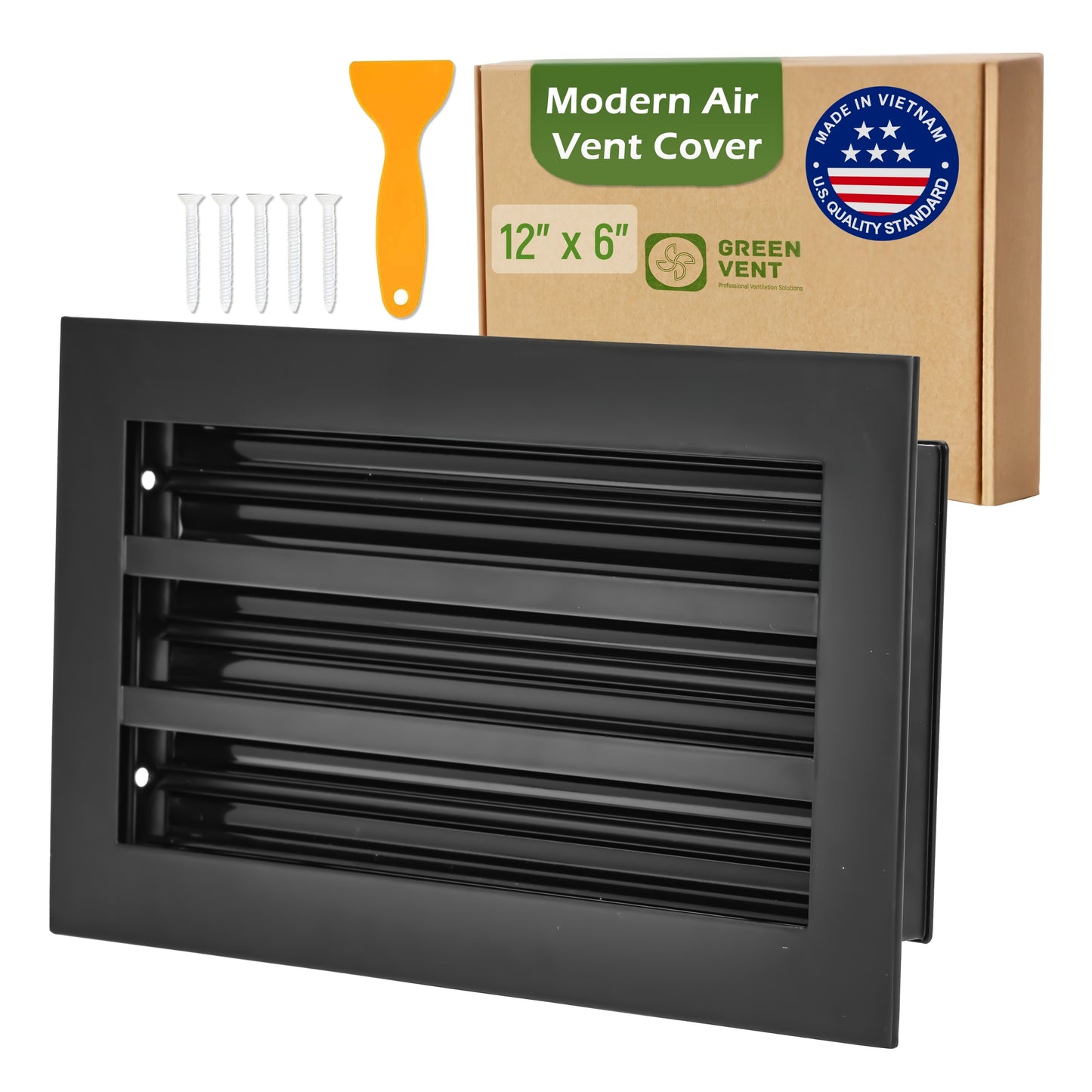 Aluminum Black Linear Slot Diffuser 12x6 (Duct Opening) - Modern Air Vent Cover