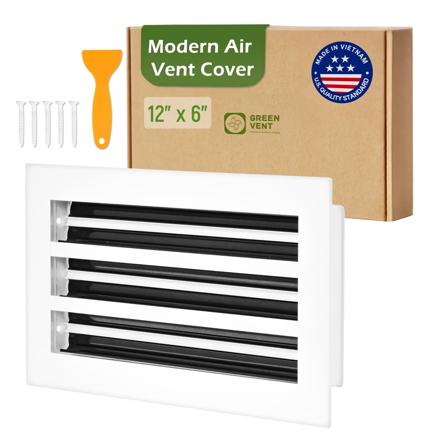 Aluminum White Linear Slot Diffuser 12x6 (Duct Opening)- Modern Air Vent Cover