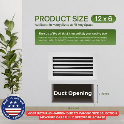Aluminum White Linear Slot Diffuser 12x6 (Duct Opening)- Modern Air Vent Cover