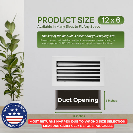 Aluminum White Linear Slot Diffuser 12x6 (Duct Opening)- Modern Air Vent Cover